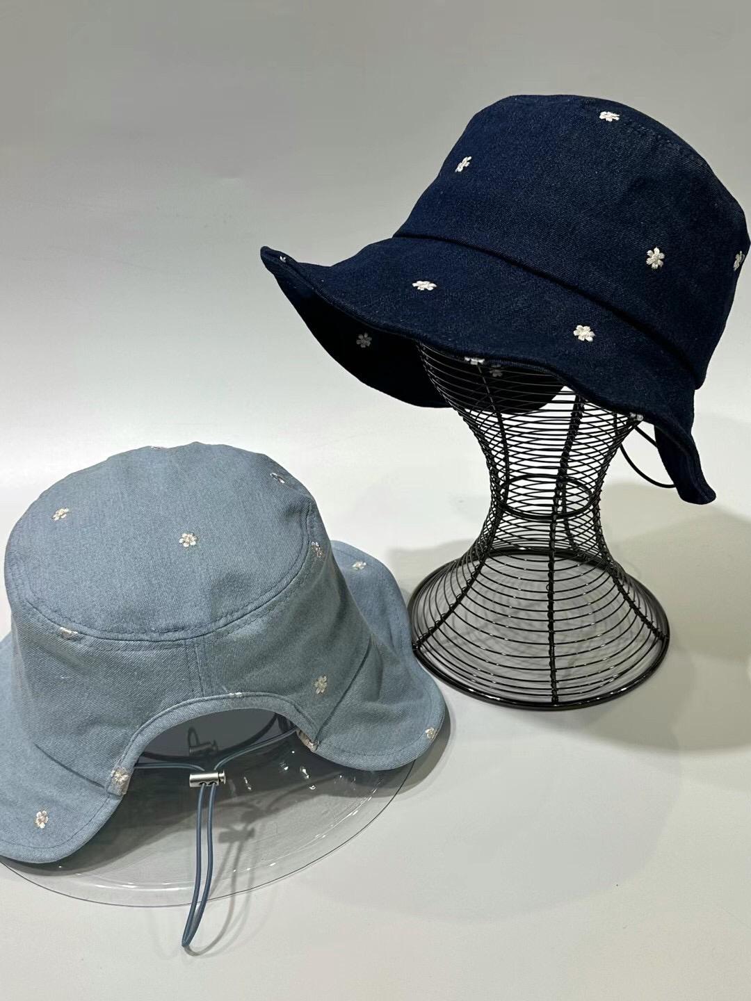 floral denim bucket hat