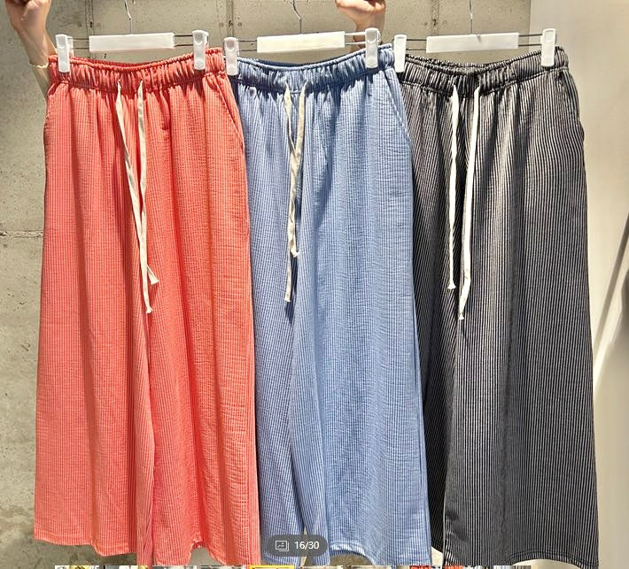 striped wide leg trousers