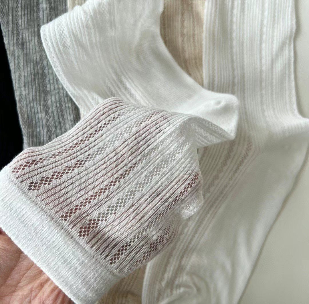 坑紋薄棉襪($100/3對)