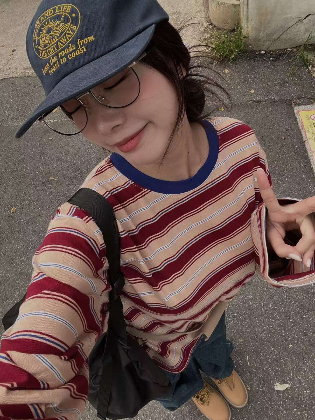 拚色領闊袖橫間Tee