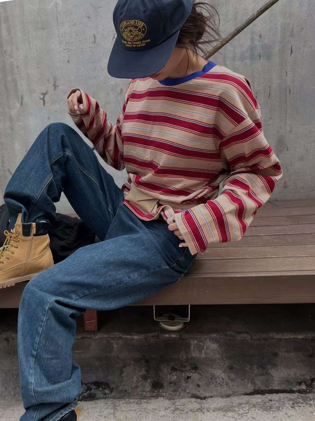 拚色領闊袖橫間Tee