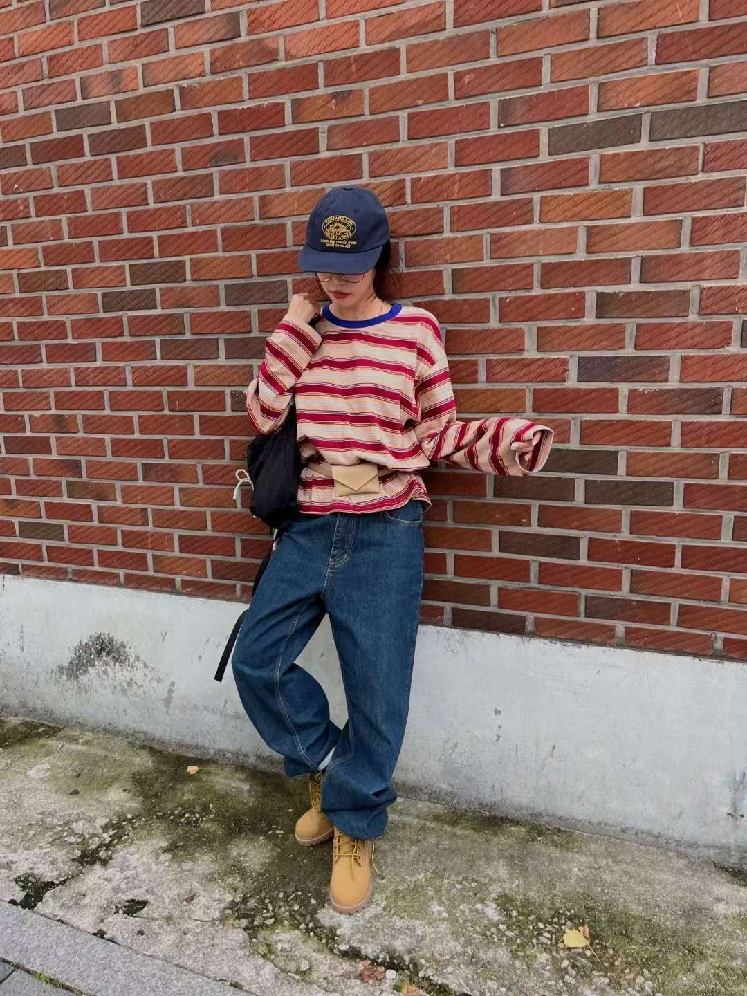 拚色領闊袖橫間Tee