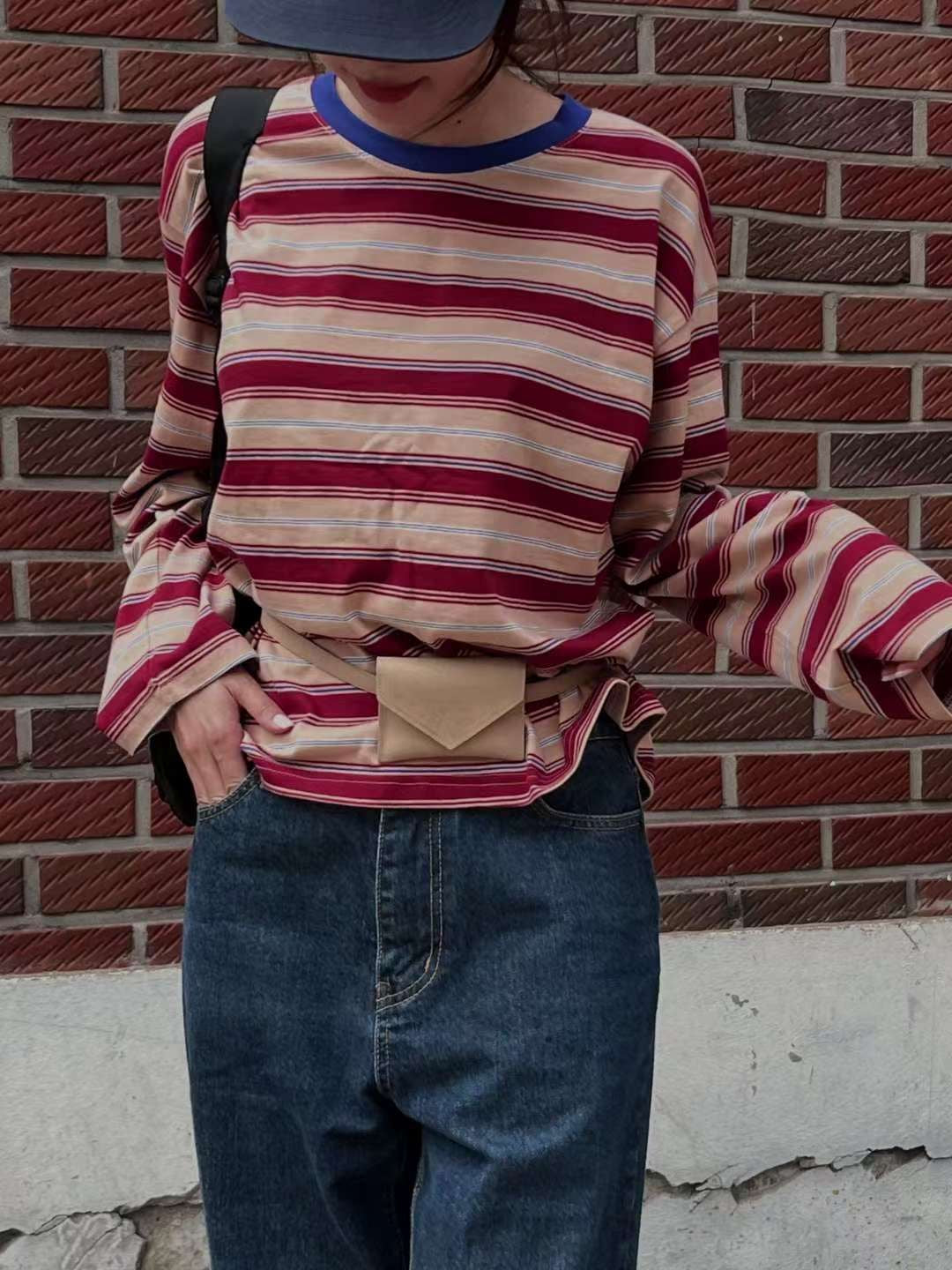 拚色領闊袖橫間Tee