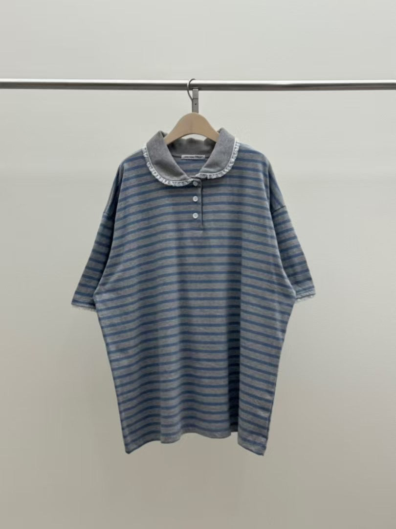 圓領Polo橫間長Tee