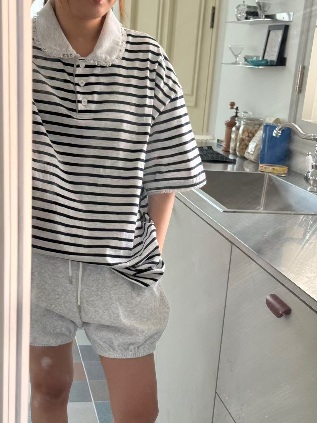 圓領Polo橫間長Tee