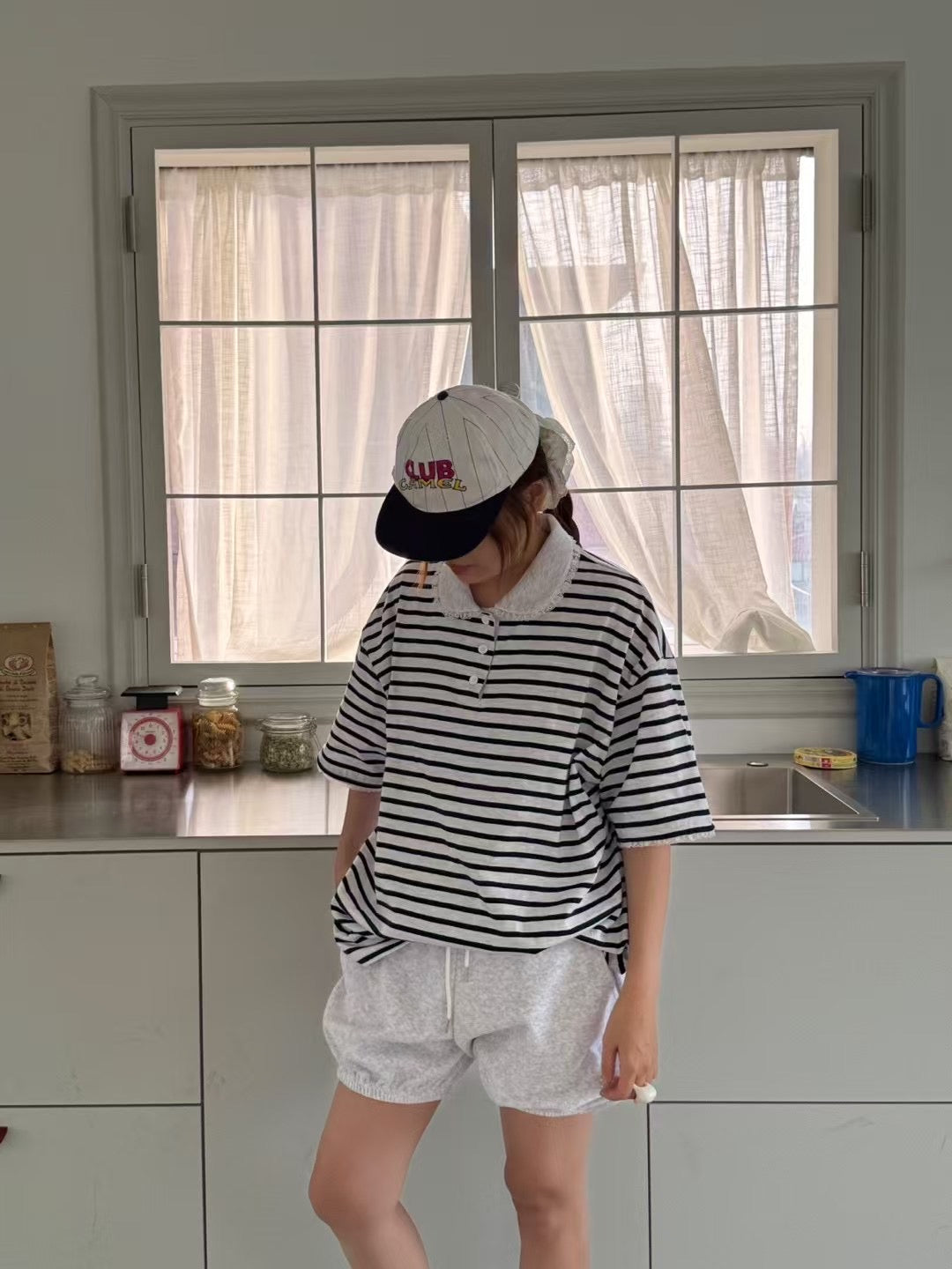 圓領Polo橫間長Tee