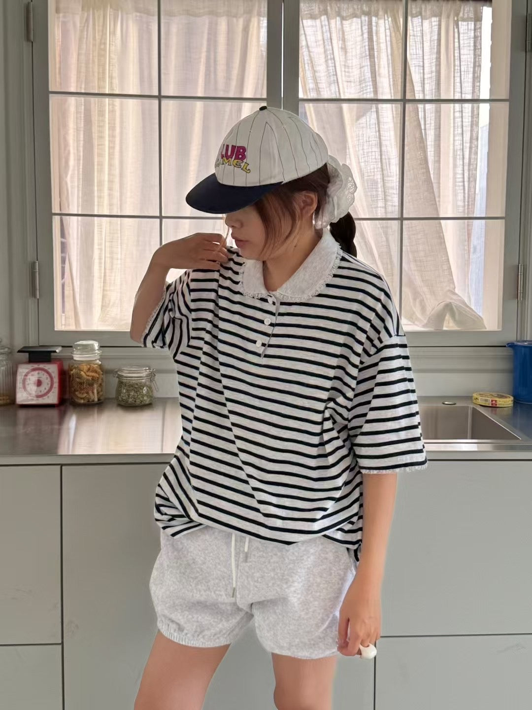 圓領Polo橫間長Tee