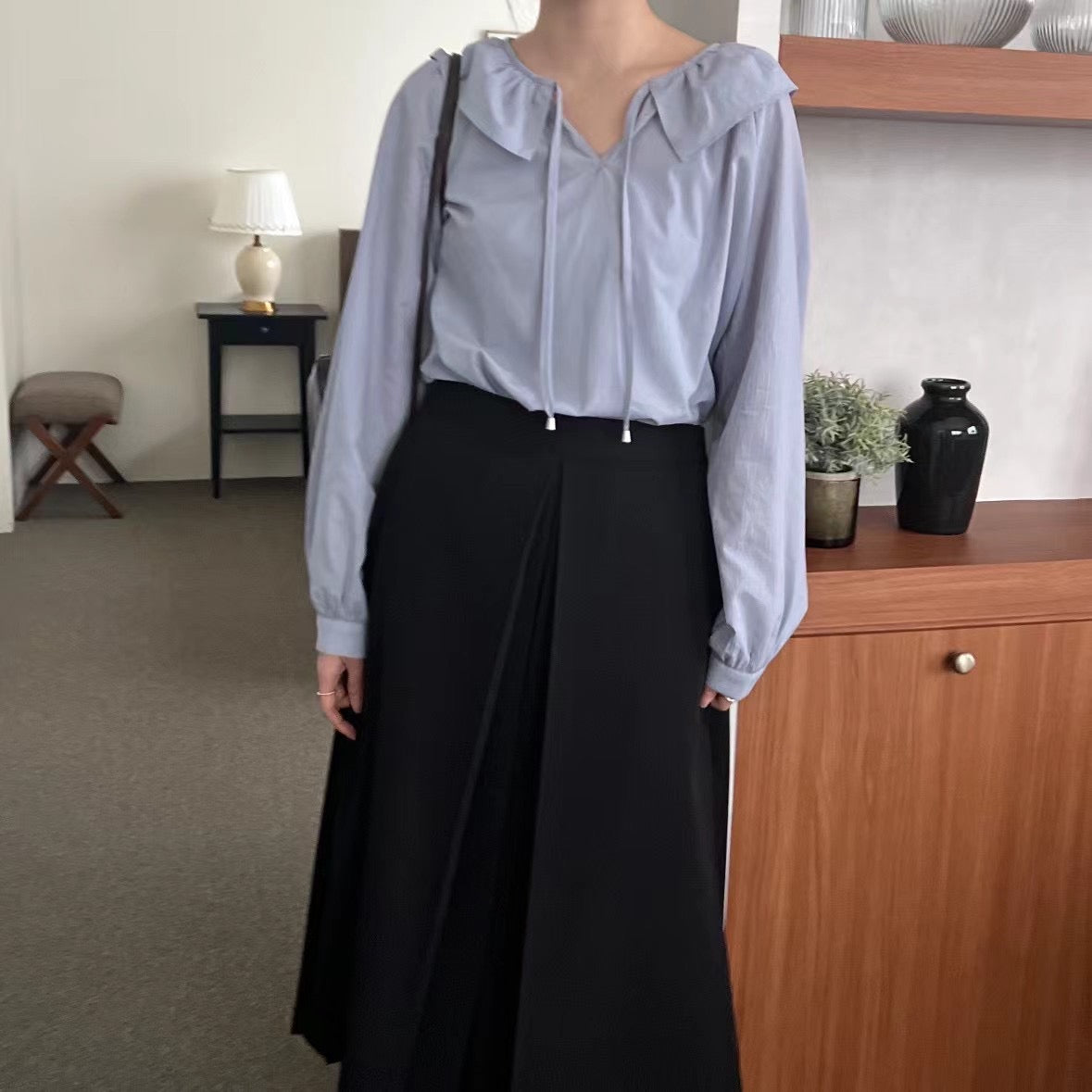 pleated front skirt