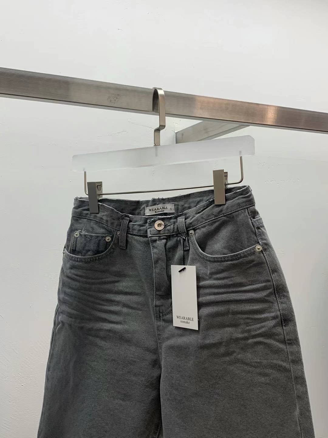 Whisker denim shorts
