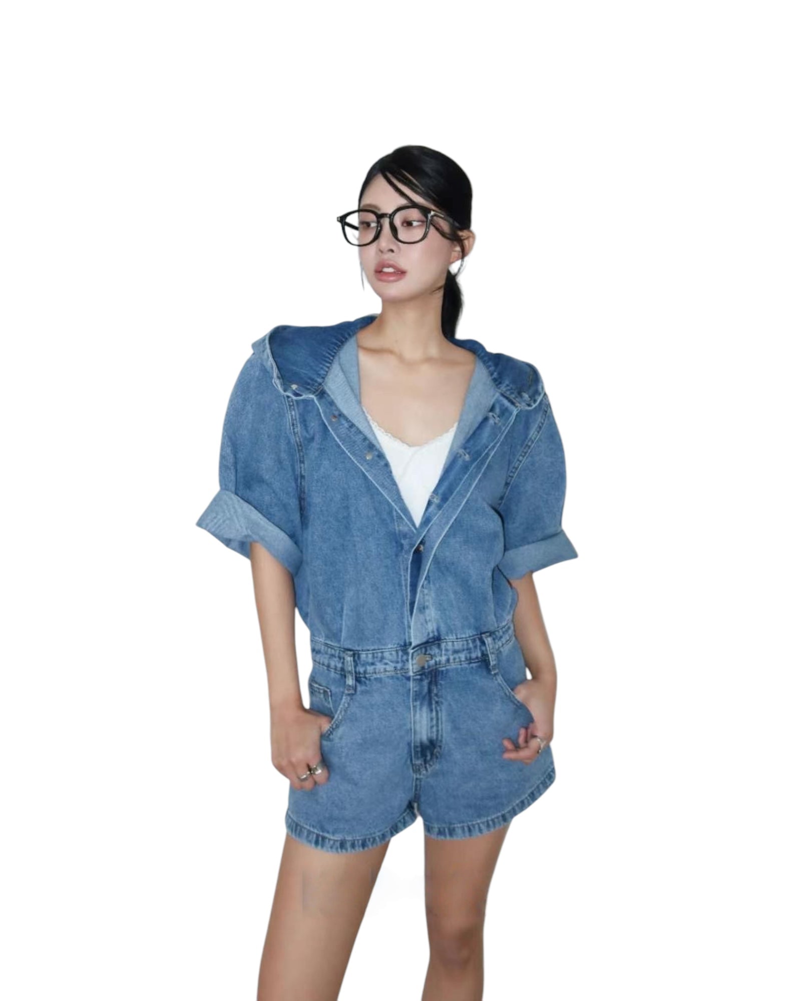 有帽牛仔jumpsuit