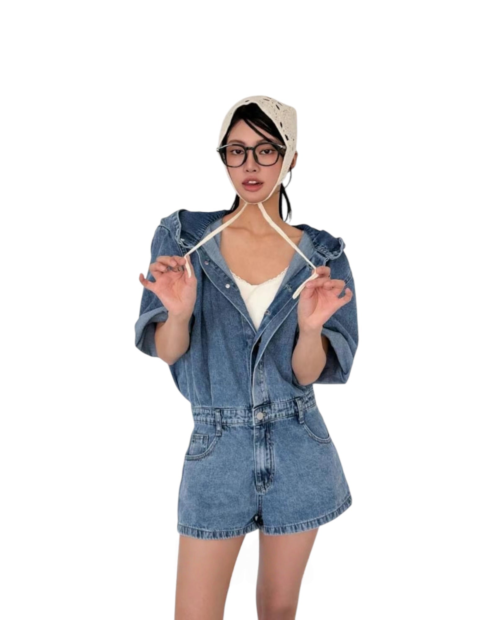 有帽牛仔jumpsuit