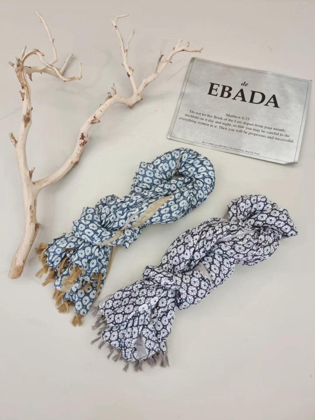 Floral thin neck scarf