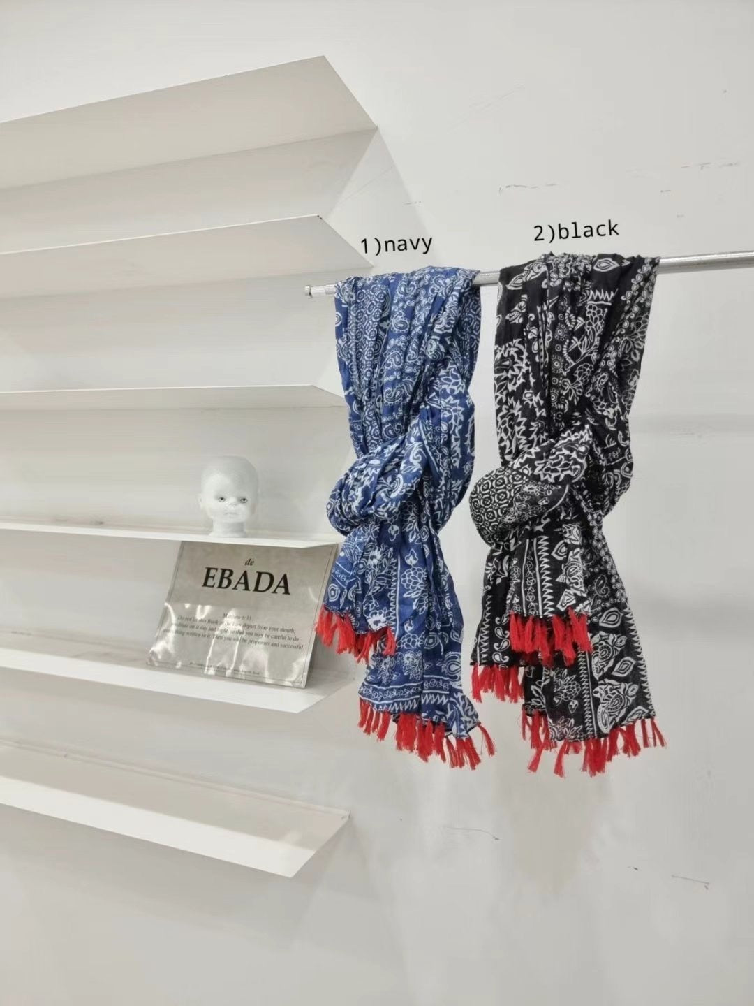 Ethnic floral thin neck scarf