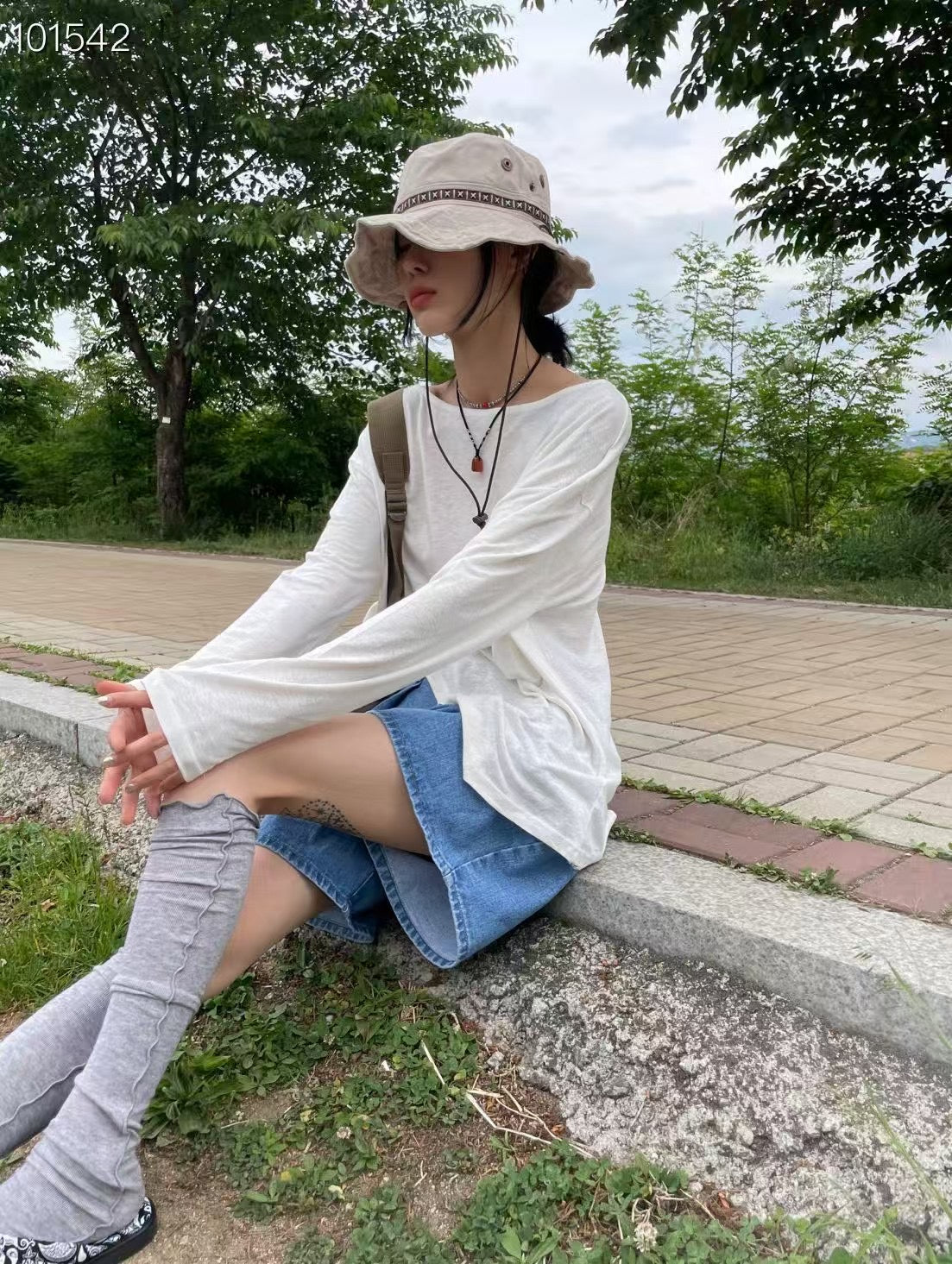 民族邊牛仔布漁夫帽