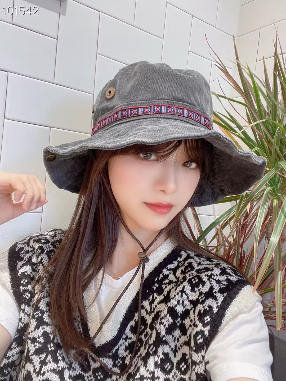 民族邊牛仔布漁夫帽