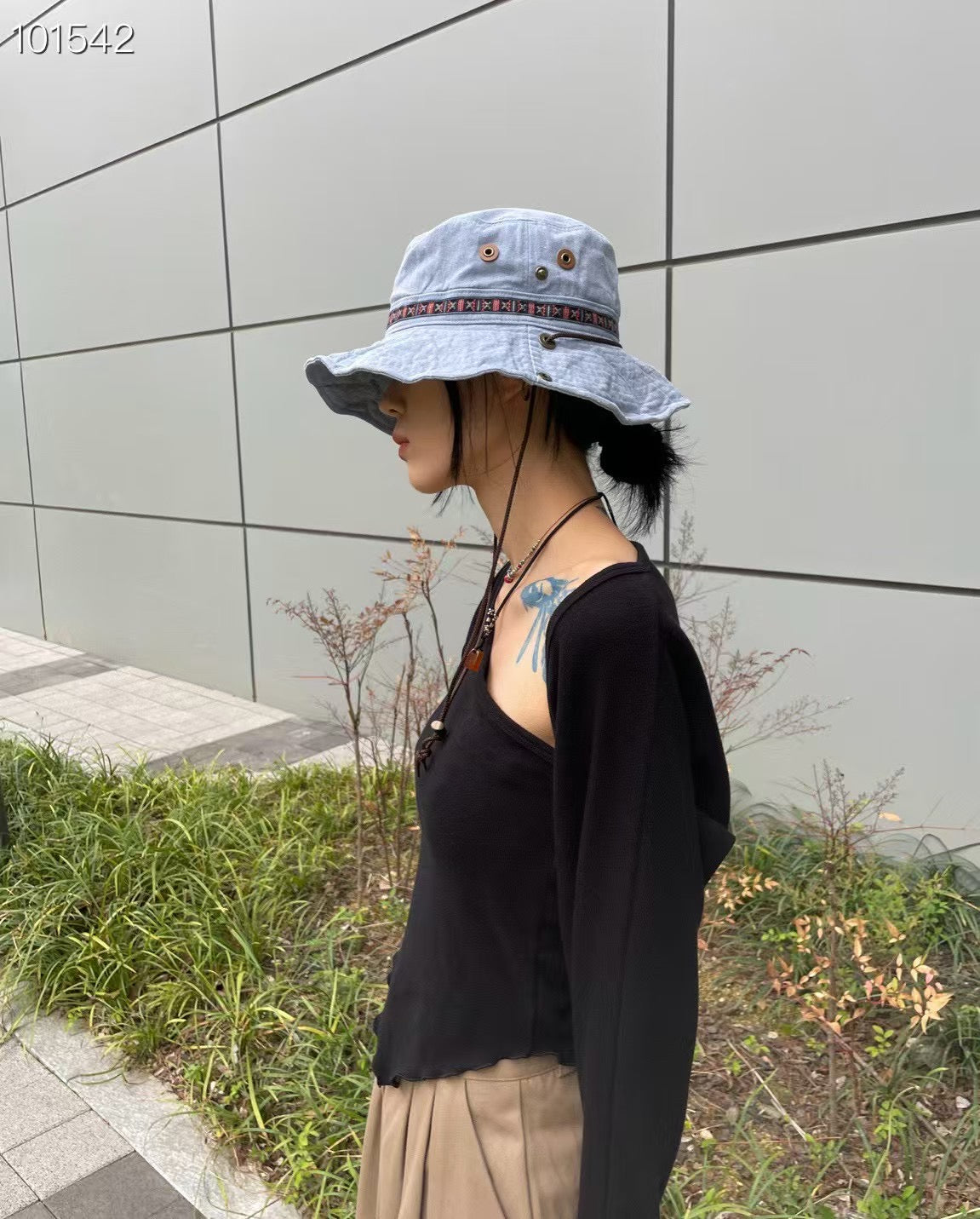 民族邊牛仔布漁夫帽