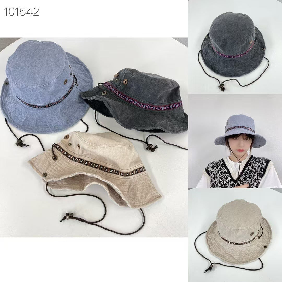 民族邊牛仔布漁夫帽