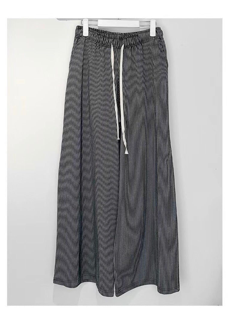 striped wide leg trousers