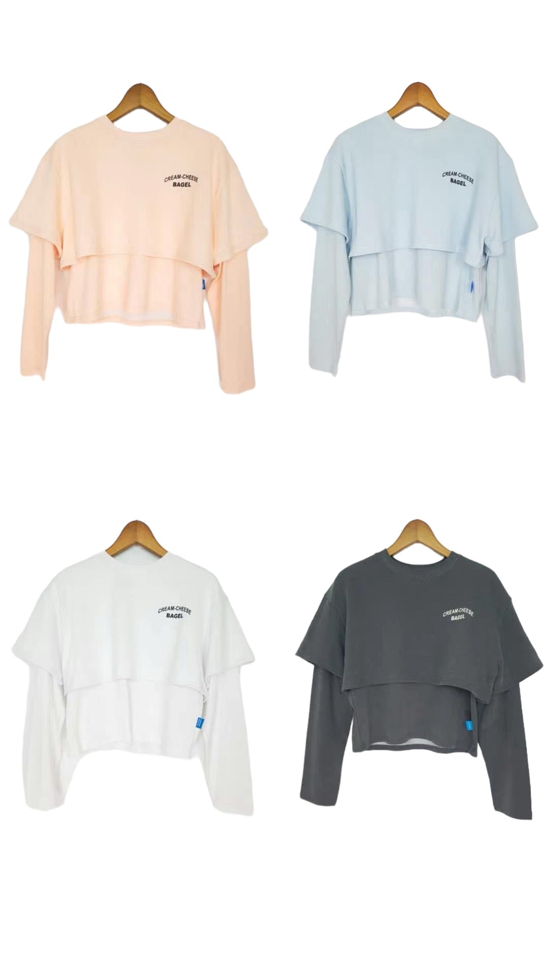 Fake Two-piece Tee with High Sleeves