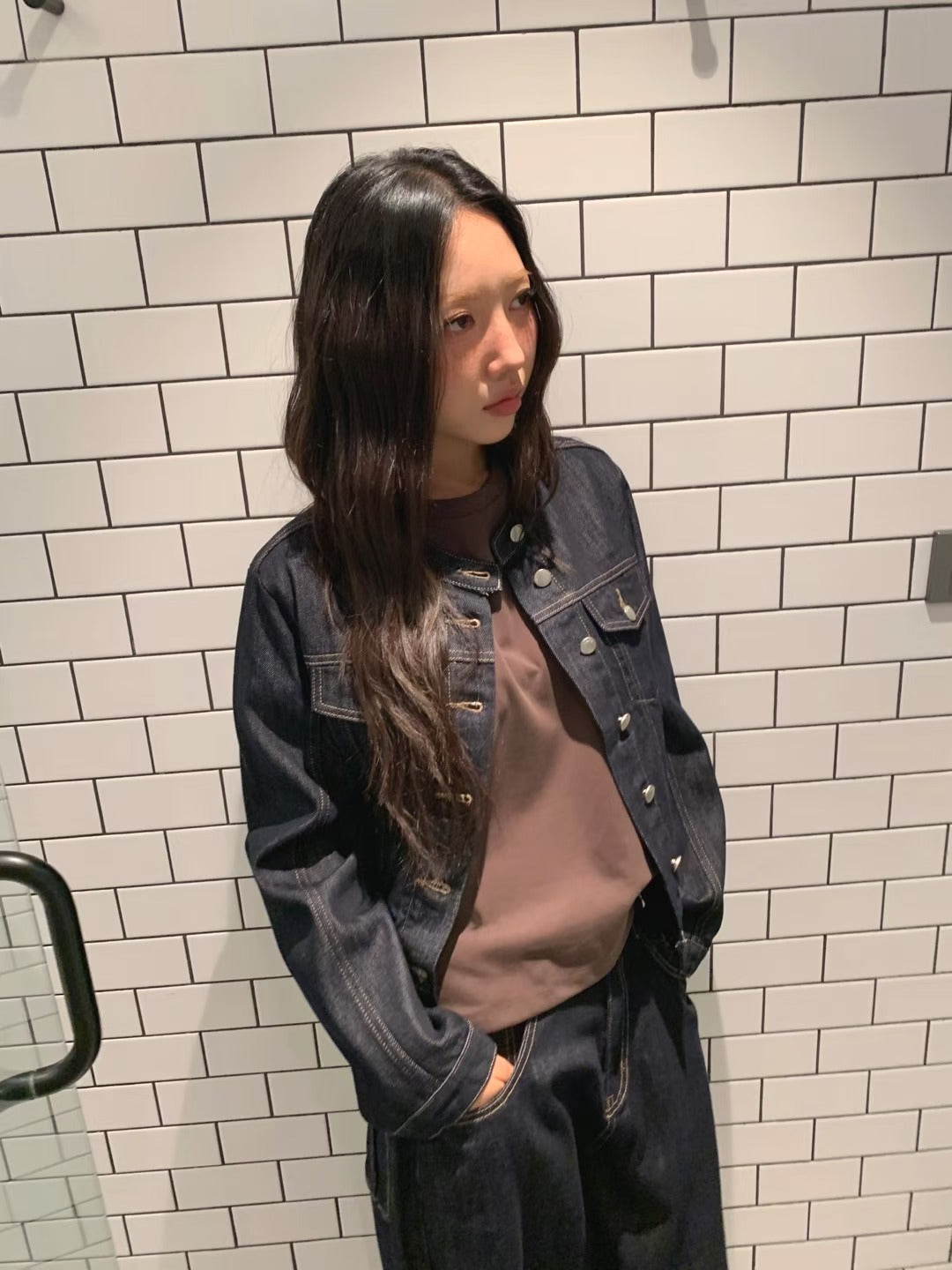 摺腳牛仔褲(set裝可另購兩袋仔牛仔褸)