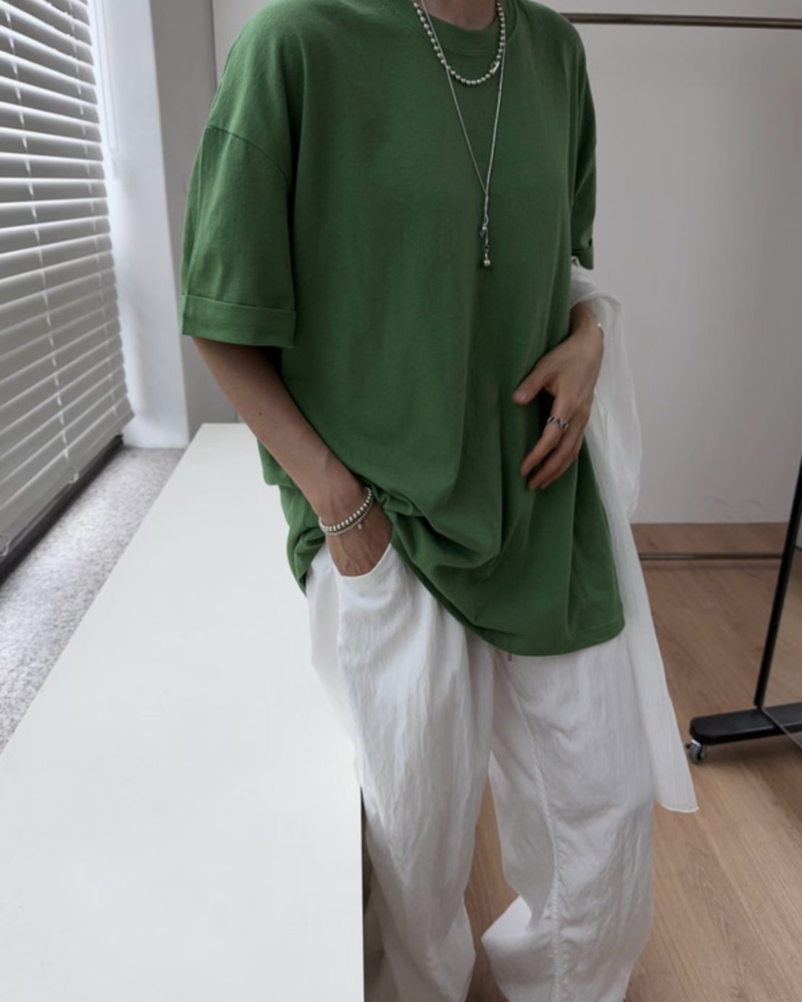 摺袖長Tee