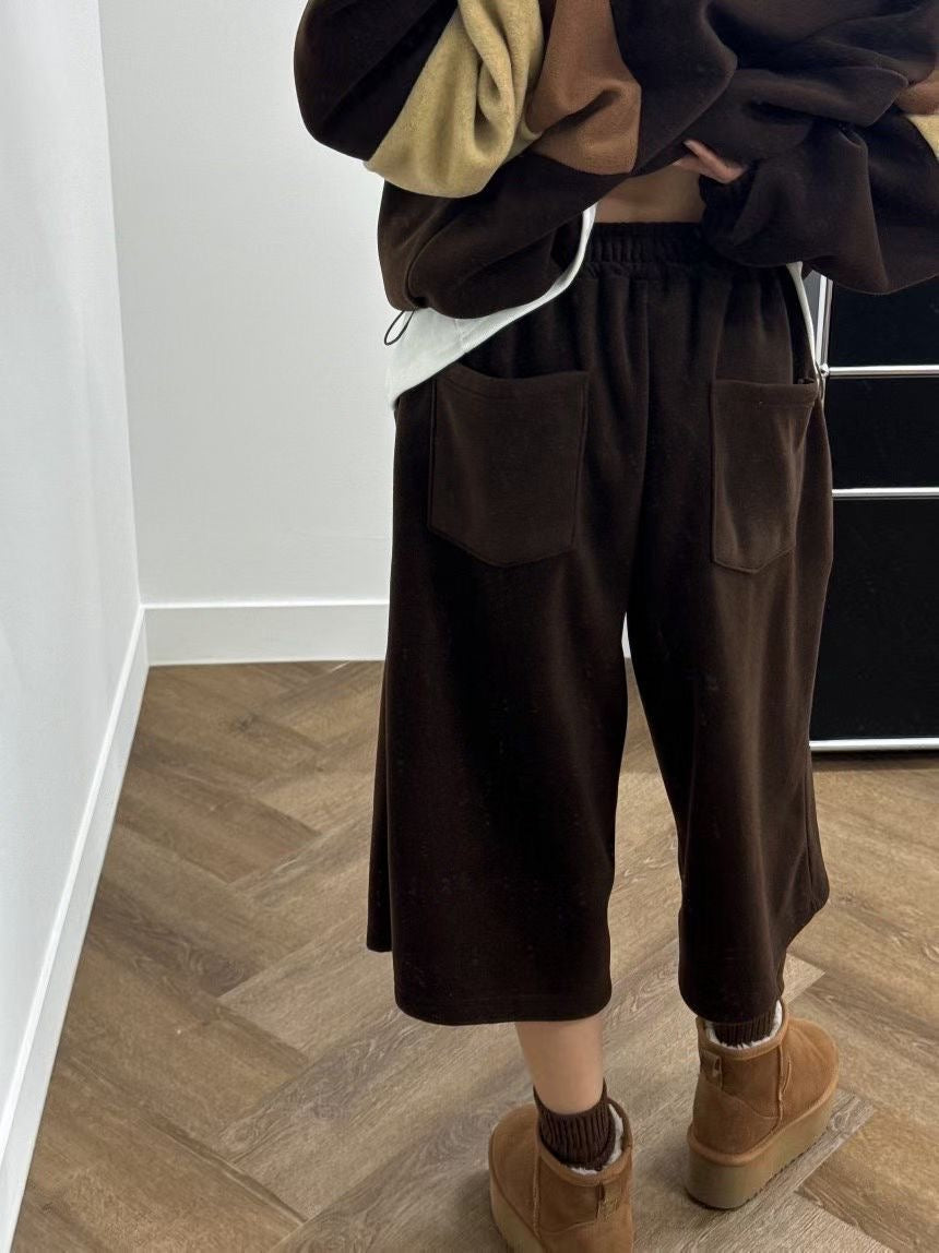 絲絨短褲(set裝可另購拼色拉鏈絨Tee）