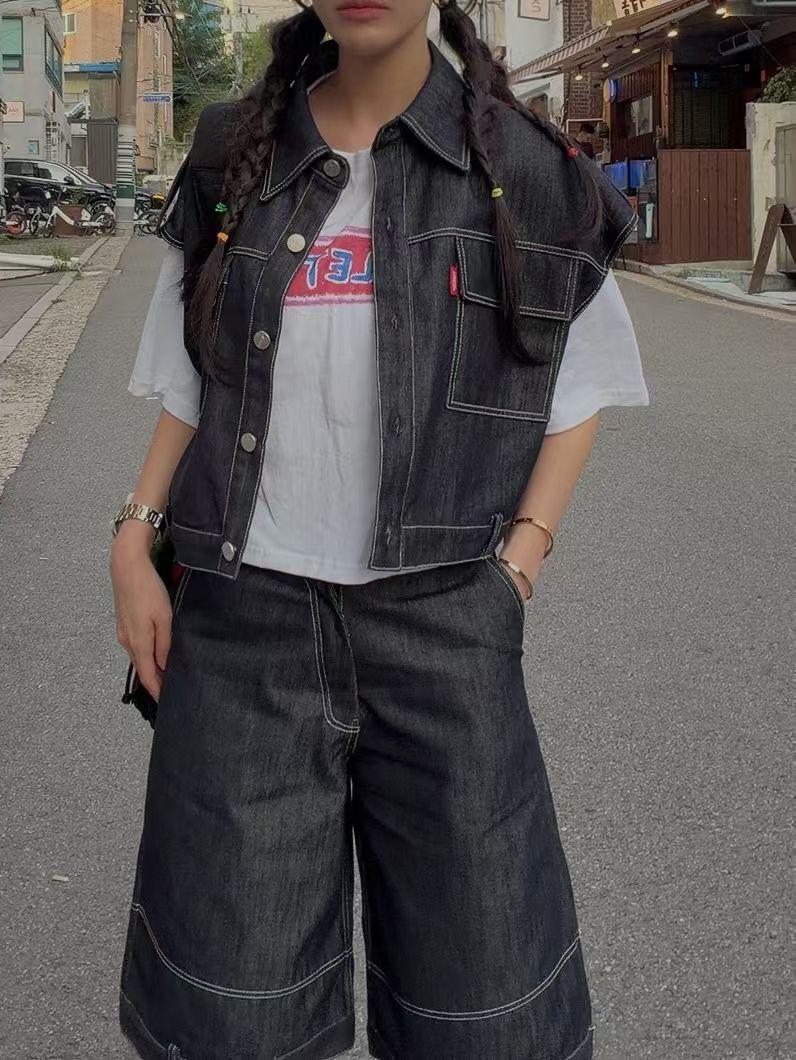 牛仔短背心外套