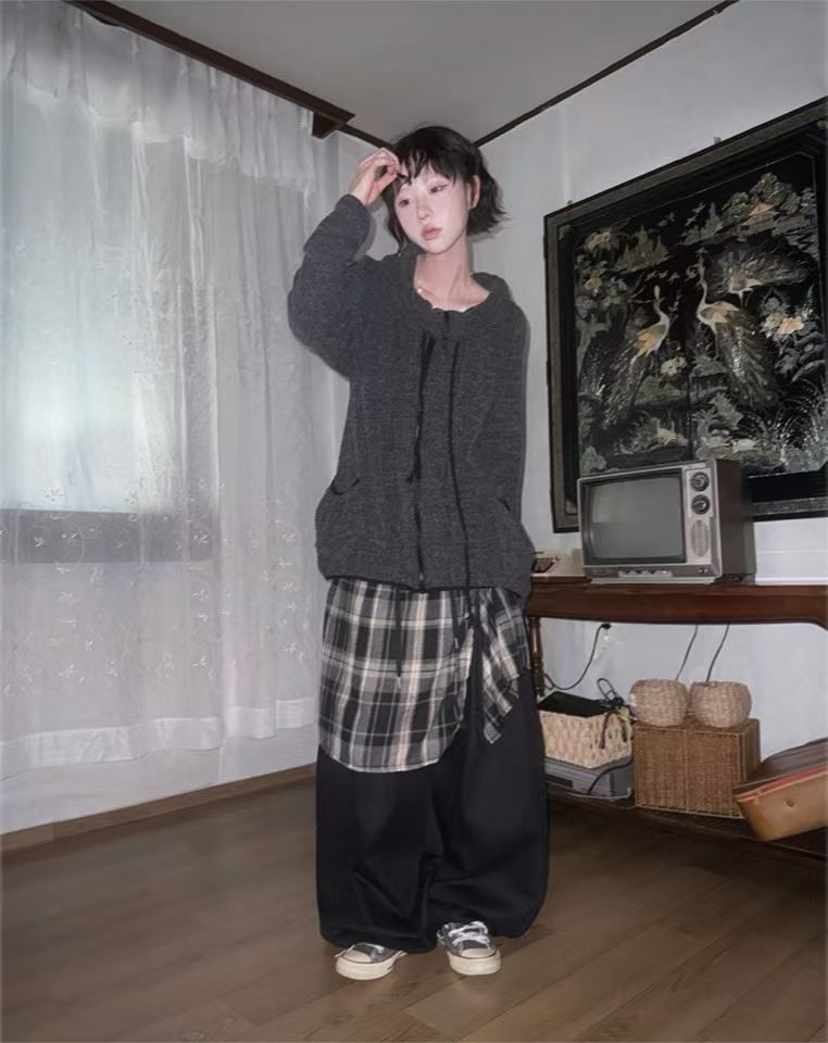 拼格仔布長褲