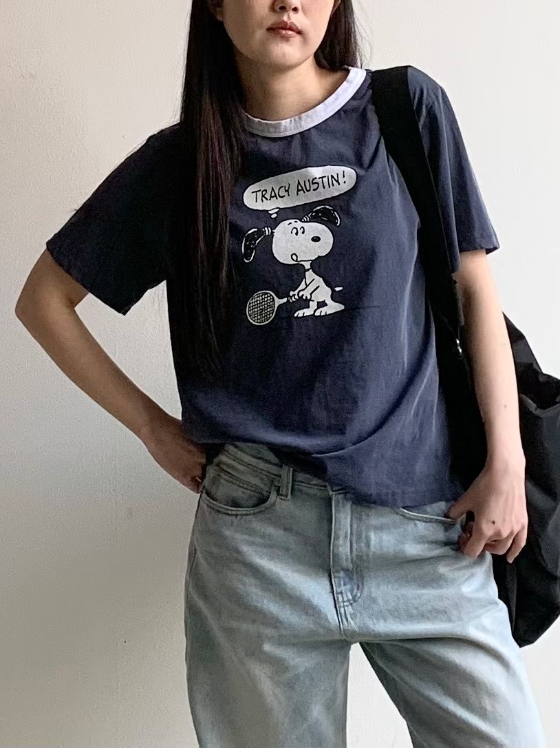 拚色Snoopy短袖Tee