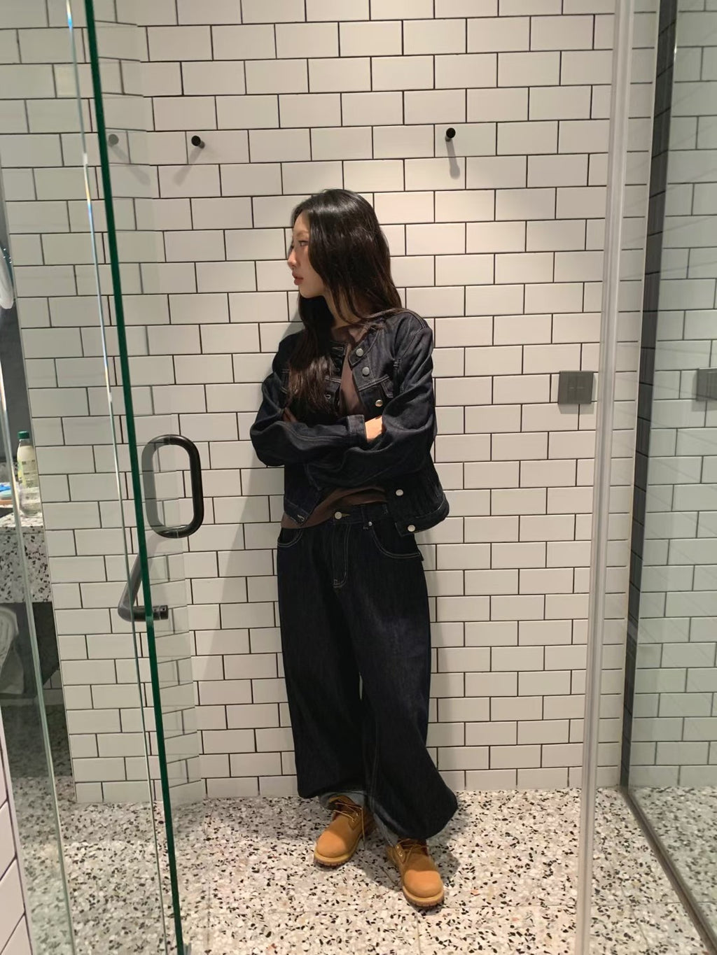 摺腳牛仔褲(set裝可另購兩袋仔牛仔褸)
