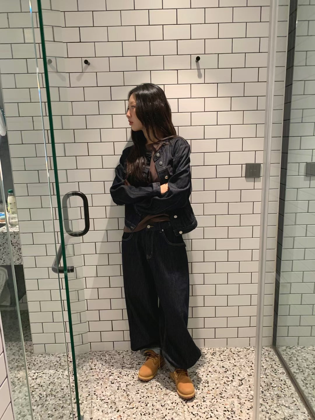 摺腳牛仔褲(set裝可另購兩袋仔牛仔褸)