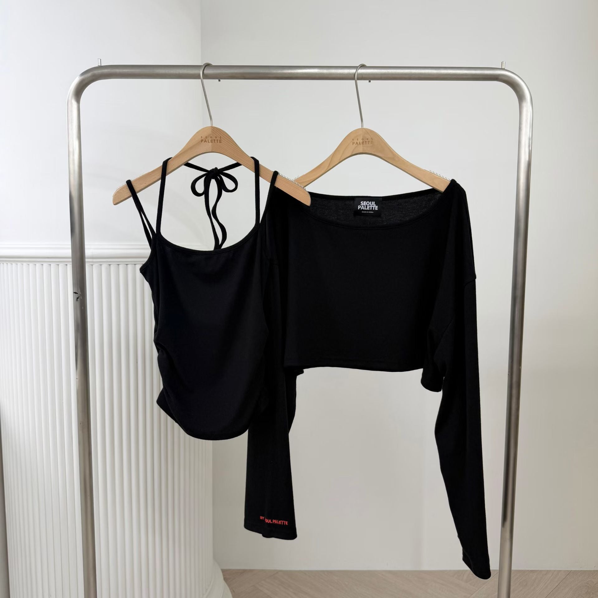 綁頸吊帶短Tee set