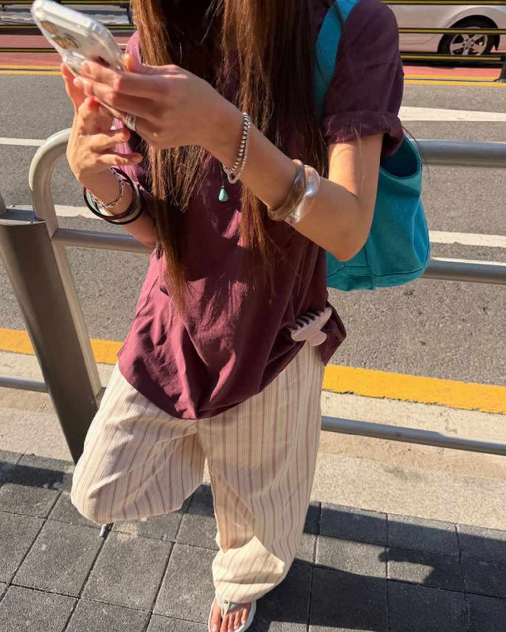 摺袖長Tee
