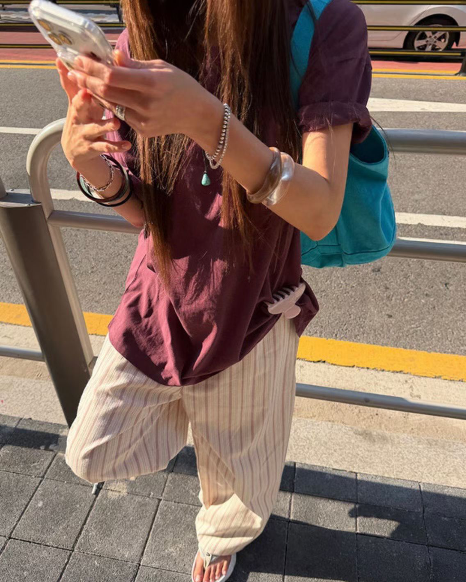 摺袖長Tee
