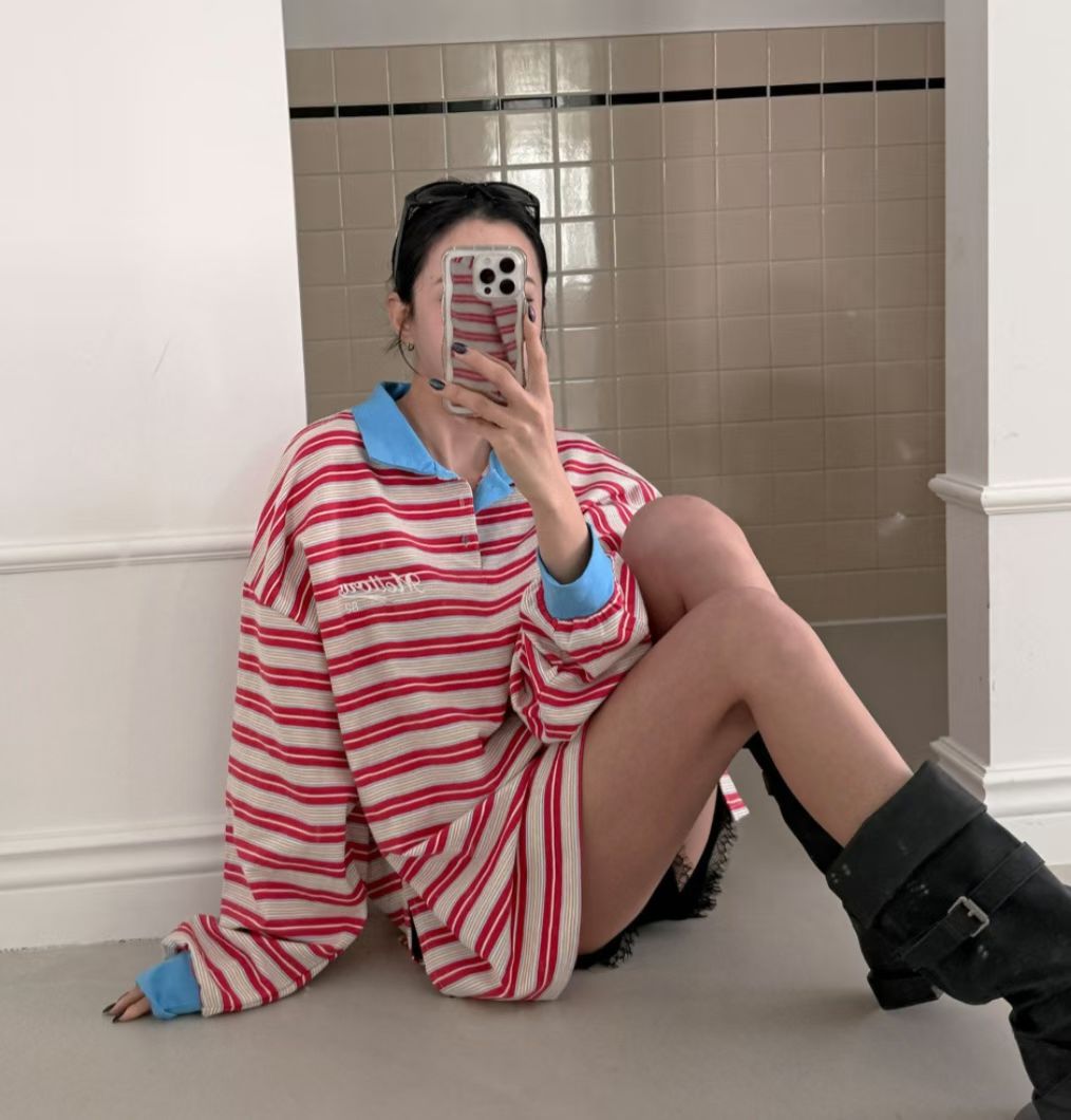 彩間Polo領長Tee