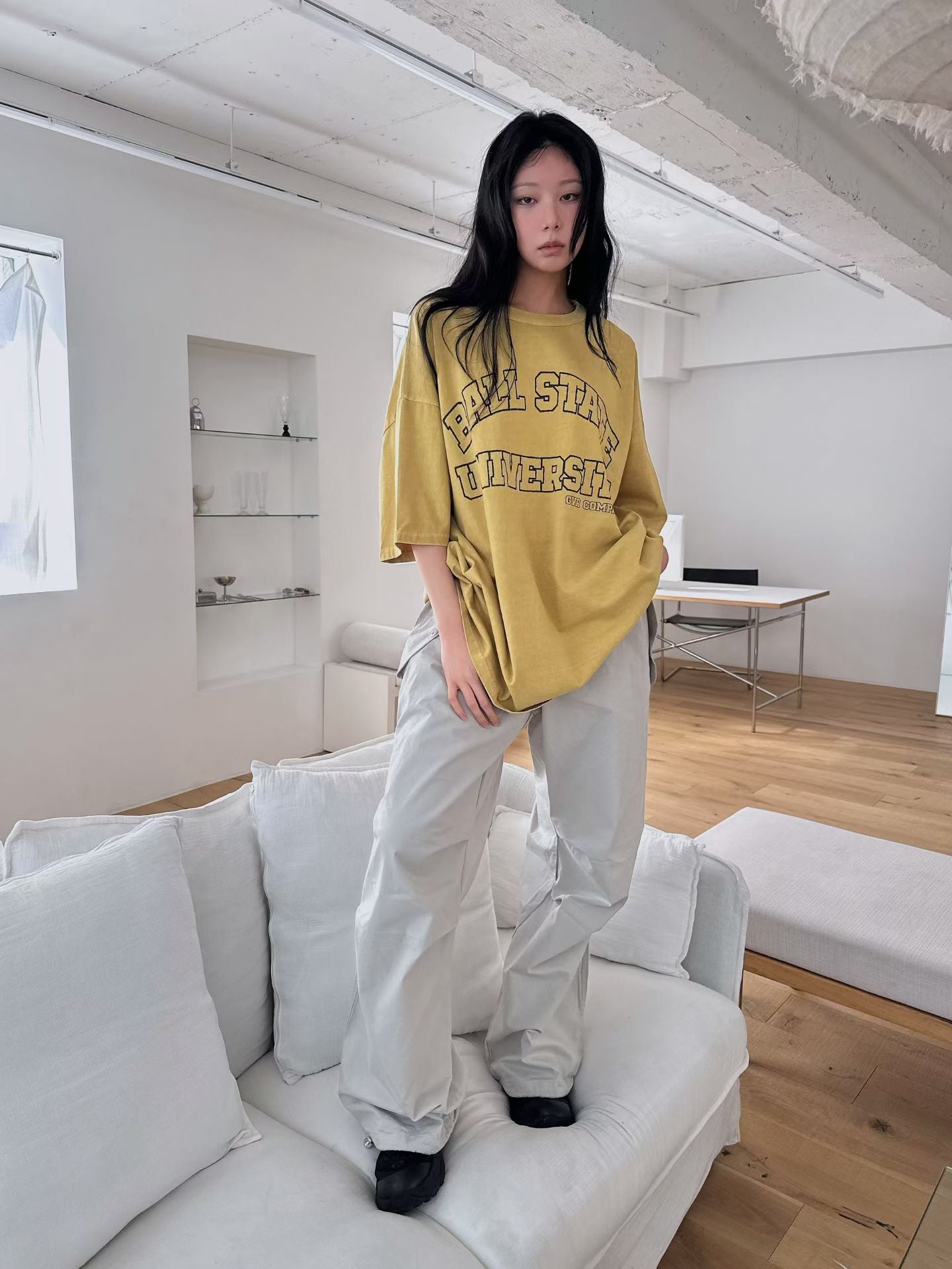 “BALL STATE”洗水長Tee