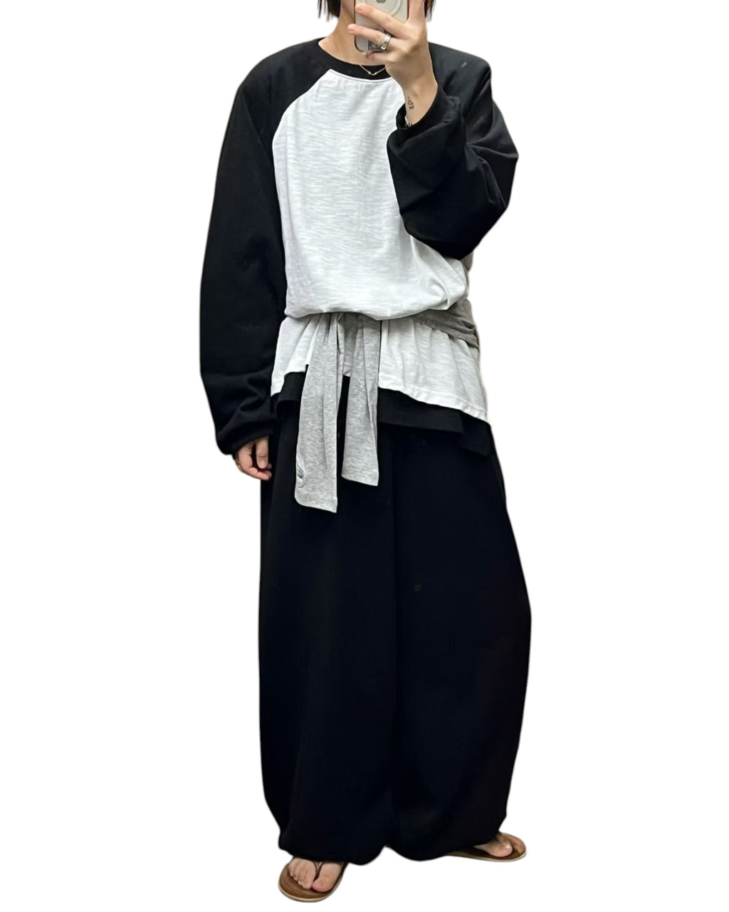 後開叉牛角膊長Tee