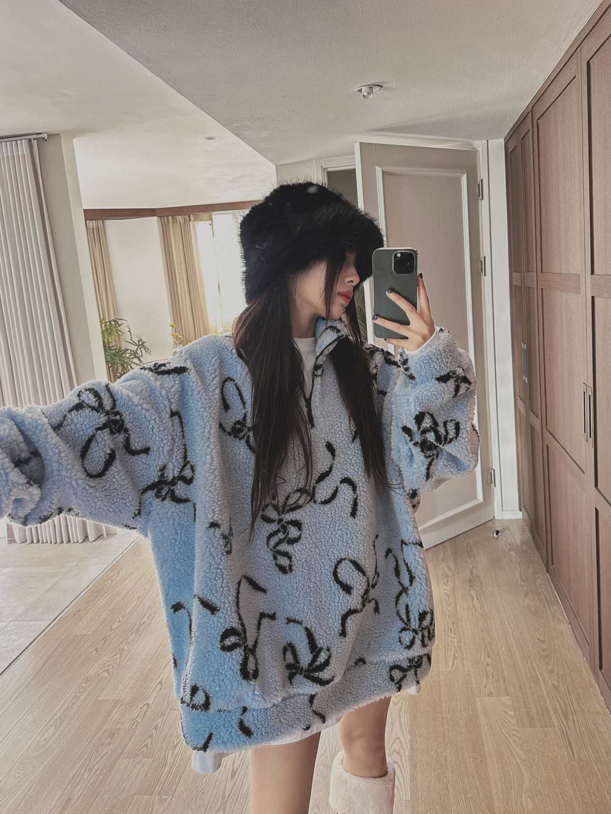 抓毛拉鏈長Tee