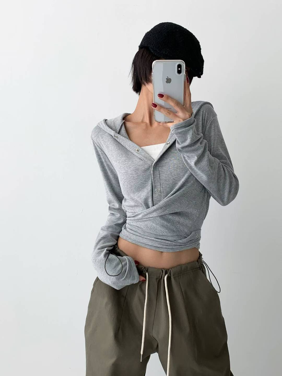 啪鈕綁腳有帽衫