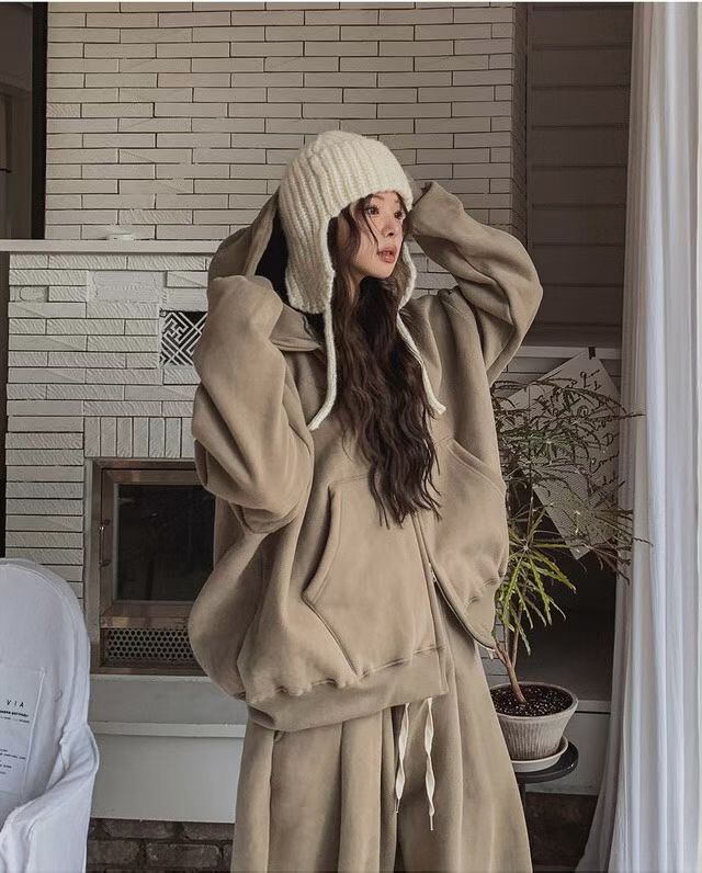 抓毛有帽ZIP UP外套 (set裝可另購抓毛布褲)