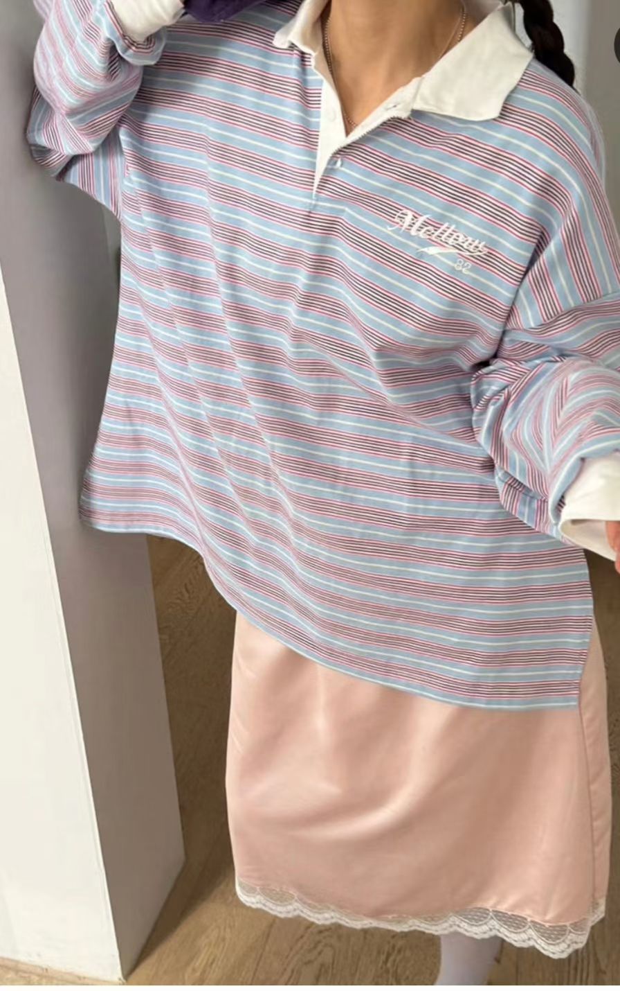 彩間Polo領長Tee