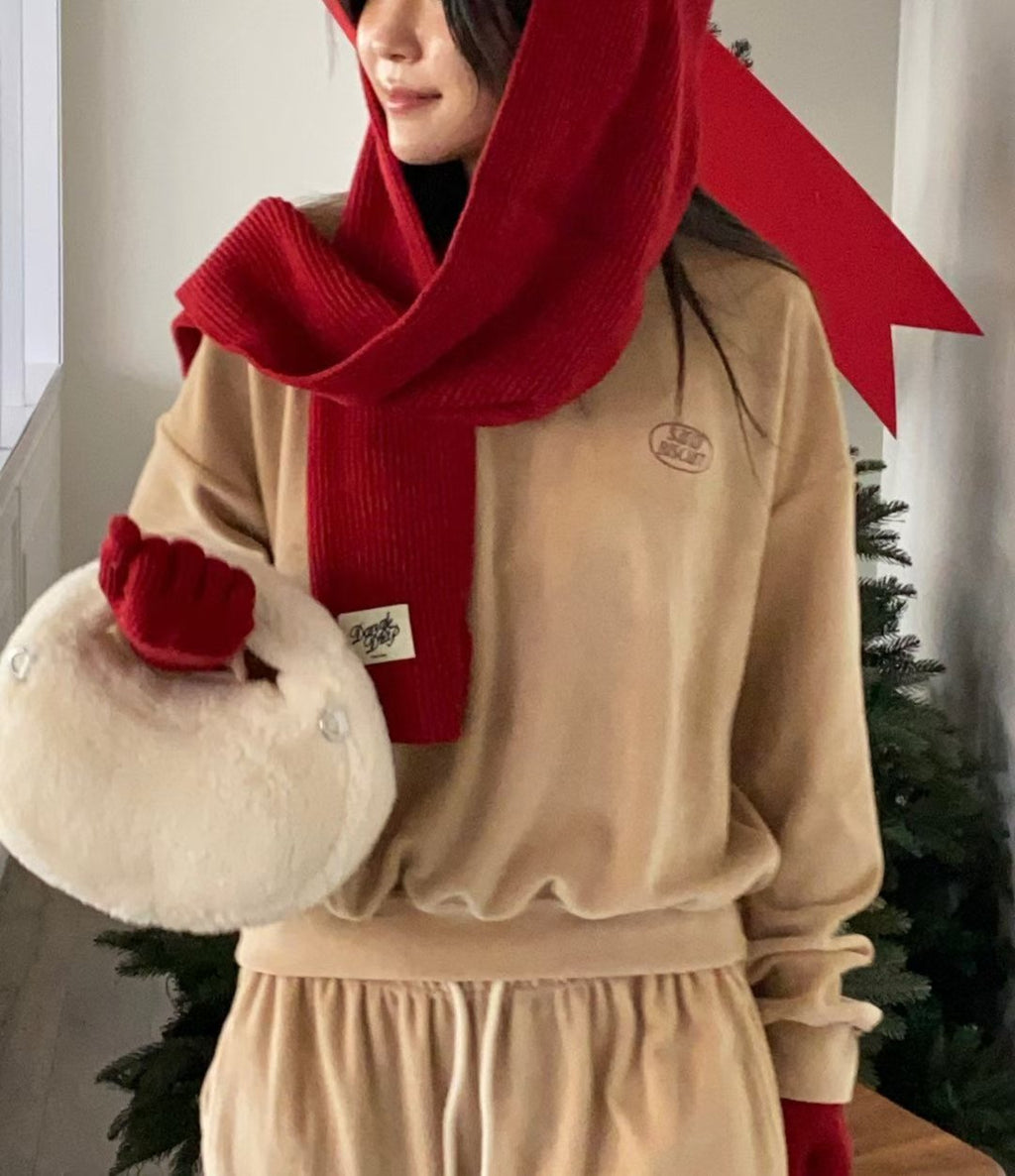 絲絨束袖Tee (set裝可另購𢇁絨長褲)