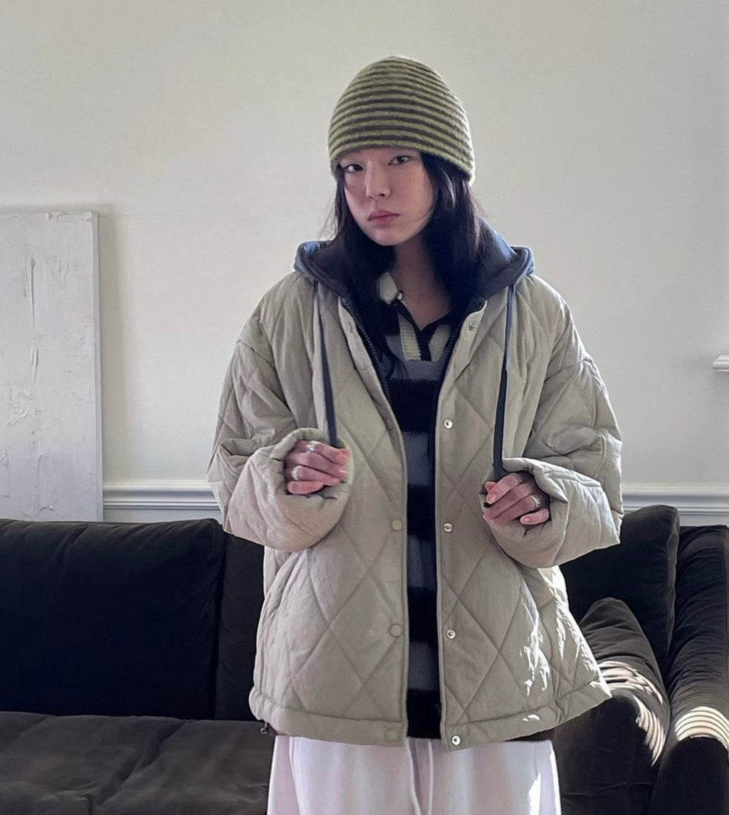 橫間毛毛線帽