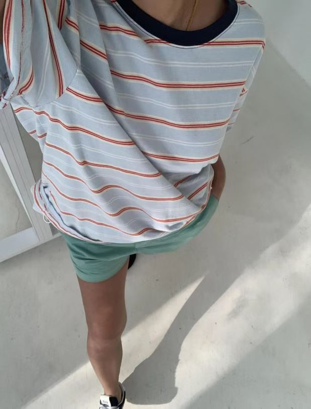 領拚色橫間Tee
