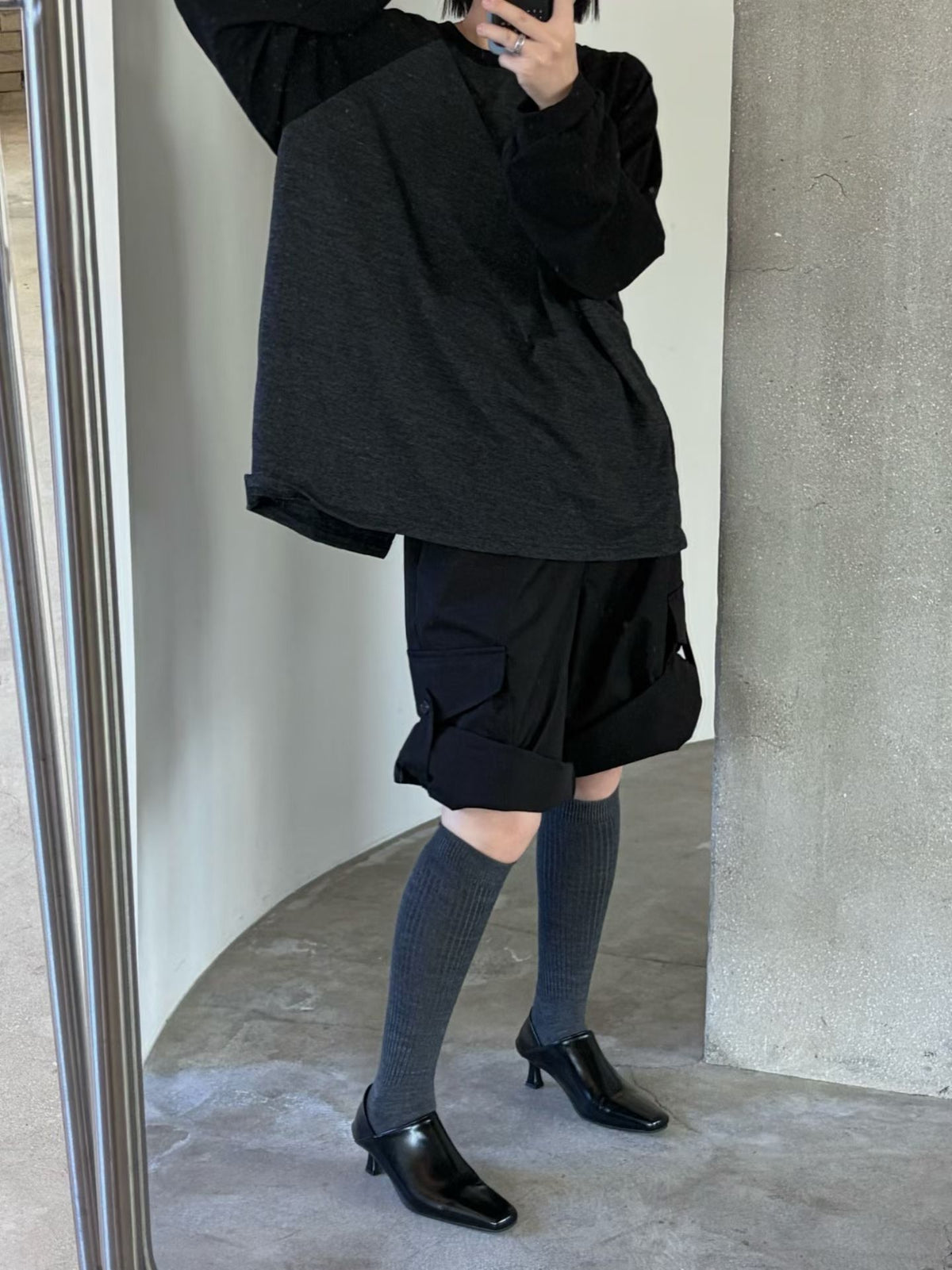 後開叉牛角膊長Tee