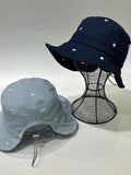 floral denim bucket hat