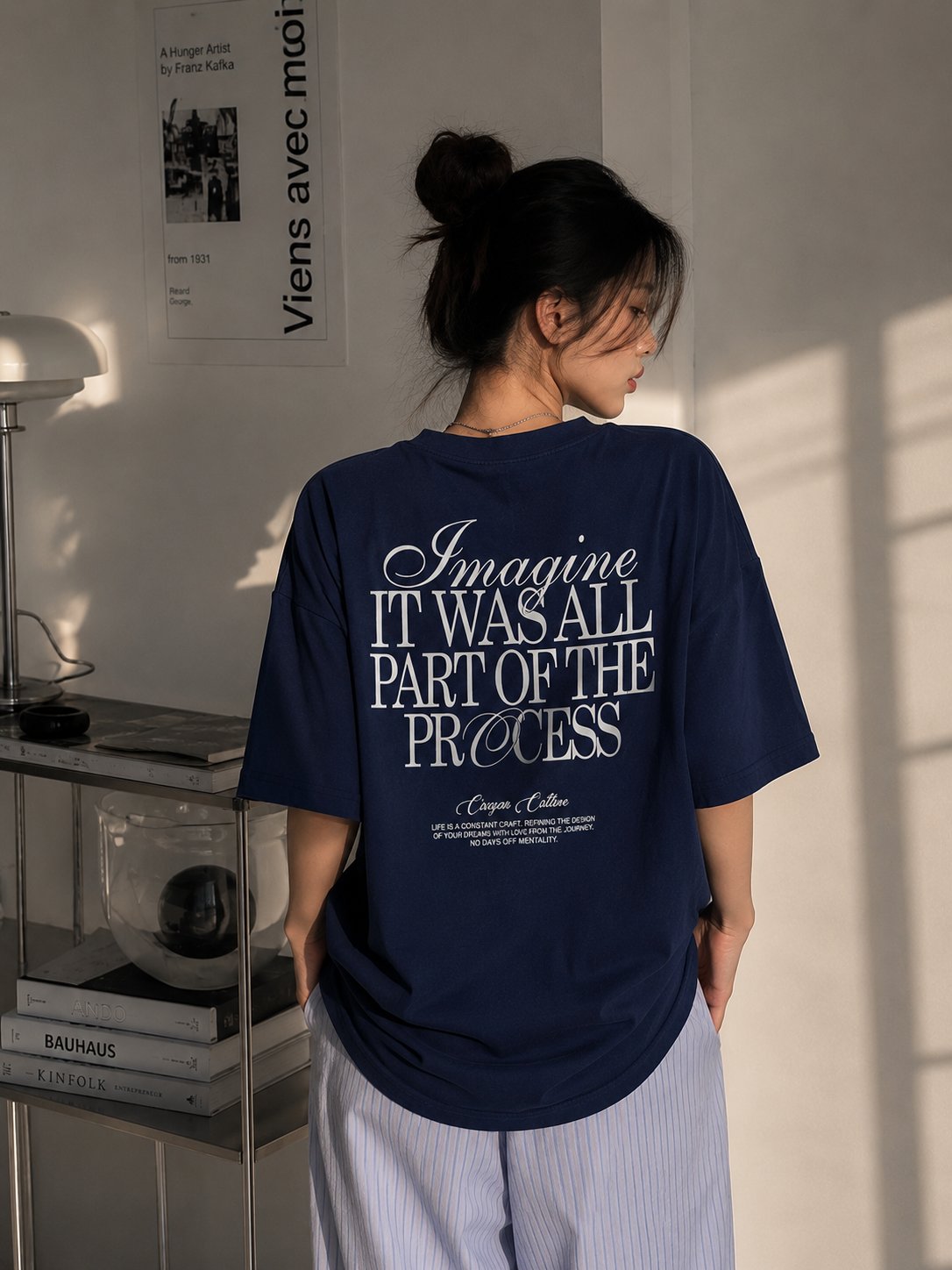 後英文字Imagine長Tee