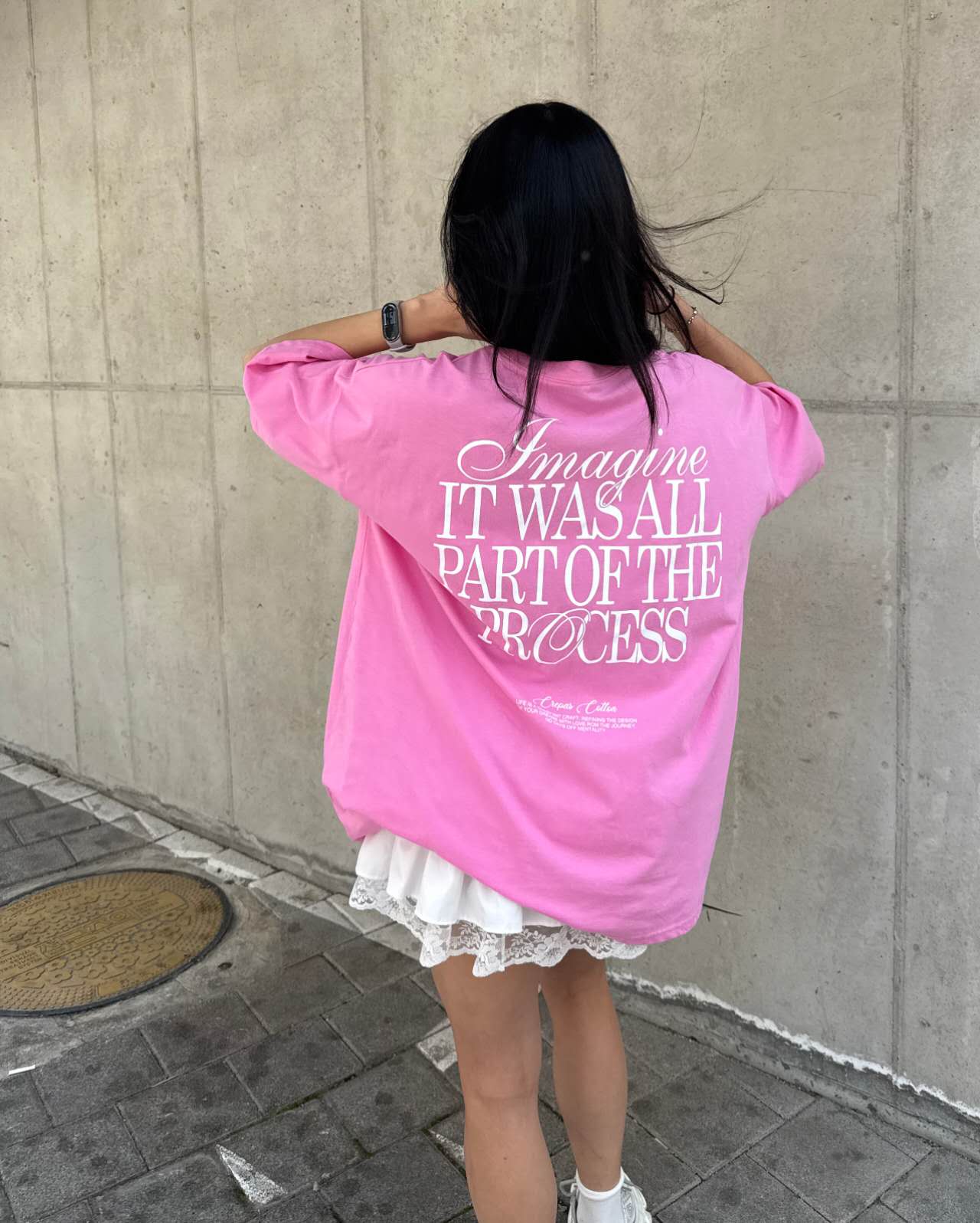 後英文字Imagine長Tee