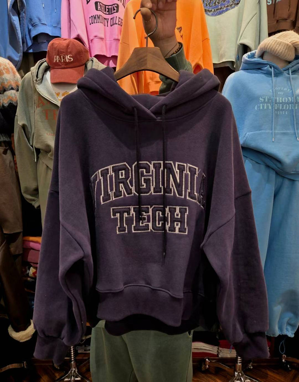 “VIRGINIA”有帽抓毛衛衣