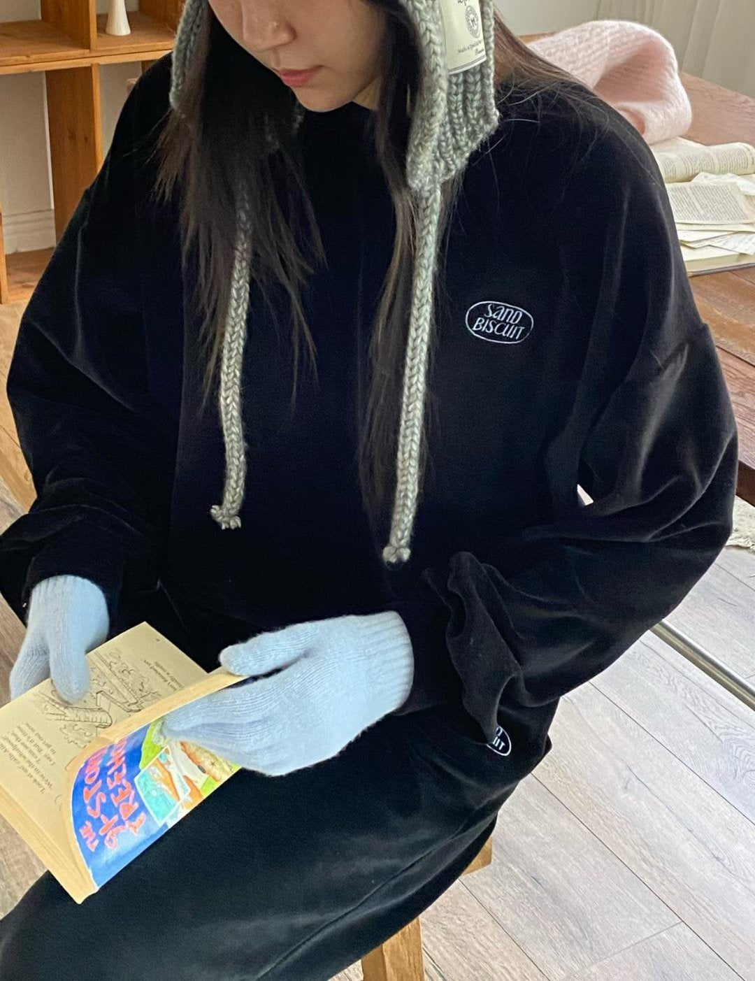 絲絨束袖Tee (set裝可另購𢇁絨長褲)